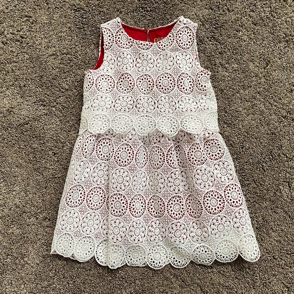 Size 4t White Lace with Red Dress Sleeveless